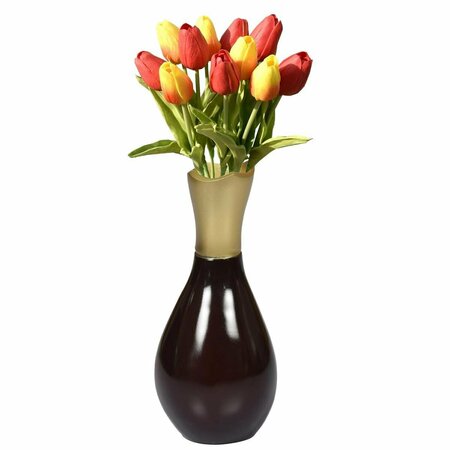 COLOCAR 3.25 x 6.75 in. Aluminium-Casted Modern Two Tone Decorative Flower Table Vase, Brown & Gold CO2641737